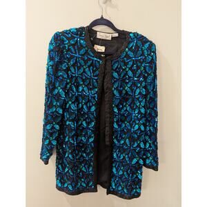 Vintage Laurence Kazar Beaded Sequin Silk Jacket NWT